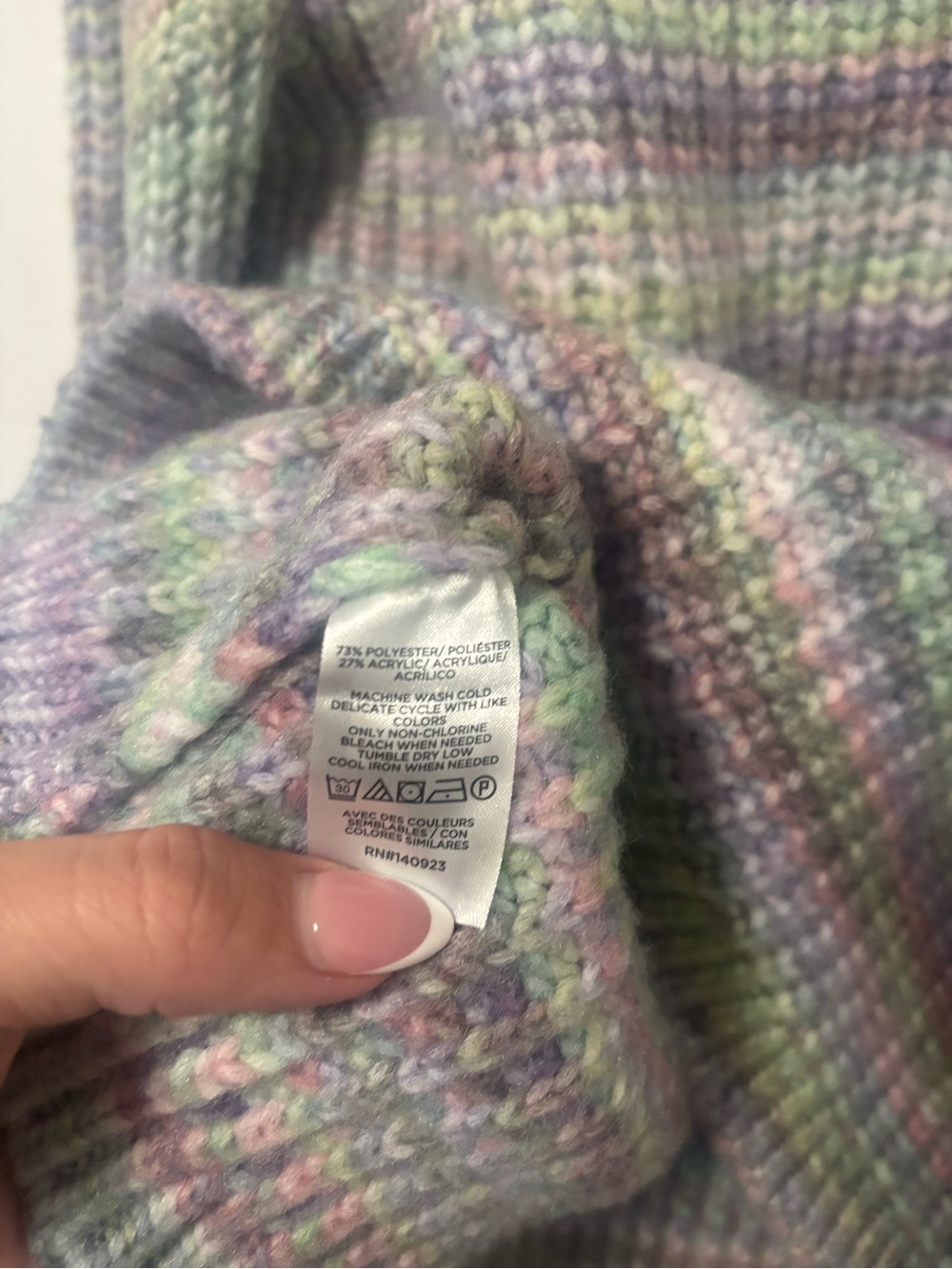 LOFT Pastel Multi-Color rainbow Ribbed Crewneck Sweater - Picture 4 of 5